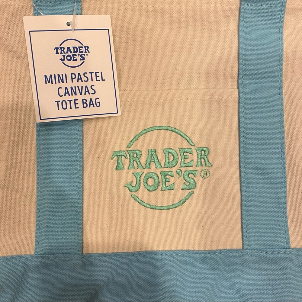 Trader Joe's Pastel Pink Purple Mini Canvas Tote Bags 2026 LIMITED NWT LOT OF 4 - Picture 4 of 5